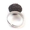 Brass Ring with Natural Lava Rock RJEW-JR00218-3