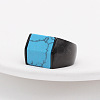 Rectangle Synthetic Turquoise Finger Ring FIND-PW0021-08A-EB-1