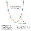 Minimalist Natural Stone Rondelle Beaded with 304 Stainless Steel Link Chain Necklaces JB6802-3-2