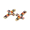 Rack Plating Golden Tone Alloy Mosaic Style Pendants ENAM-G213-01G-05-3