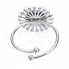 Non-Tarnish 304 Stainless Steel Open Cuff Finger Ring Cabochon Settings STAS-T060-14P-2