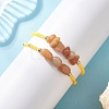 2Pcs Natural Red Aventurine & Glass Seed Beads Braided Bead Bracelets for Women BJEW-MZ00247-01-3