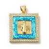 Rack Plating Brass Micro Pave Cubic Zirconia with Synthetic Opal Pendants KK-D088-33G-2
