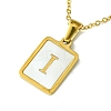 Ion Plating(IP) Rectangle with Initial Letter 304 Stainless Steel Pendant Necklace NJEW-R265-04G-I-1