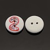 2-Hole Flat Round Number Printed Wooden Sewing Buttons X-BUTT-M002-2-2