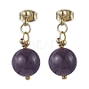 Natural Amethyst Round Beads & 304 Stainless Steel Components Dangle Earrings for Women EJEW-JE06231-03-2