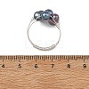 Round Copper Wire with Natural Cultured Freshwater Pearl Finger Rings RJEW-JR01097-4