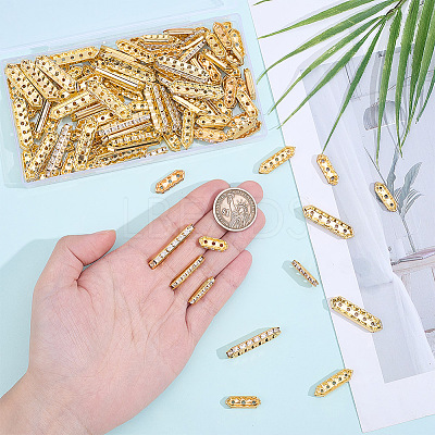 120Pcs 4 Styles Alloy Crystal Rhinestone Spacer Bars FIND-ME0004-07G-1