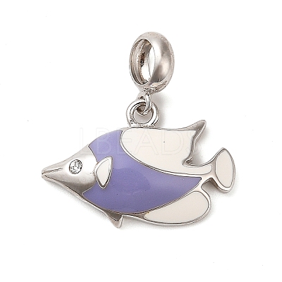 Rhodium Plated 925 Sterling Silver Enamel European Dangle Charms STER-P062-01A-05-1