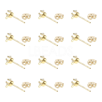 16Pcs Brass Stud Earring Findings KK-FS0001-56G-1