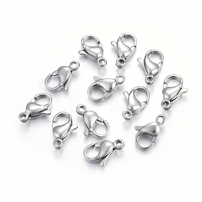 Non-Tarnish 304 Stainless Steel Lobster Claw Clasps X-STAS-F182-01P-C-1