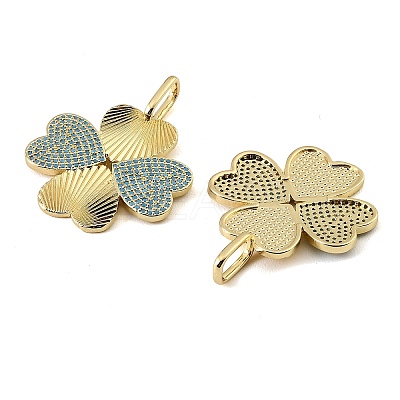 Brass Micro Pave Sky Blue Cubic Zirconia Pendants CU-CBA6938-07G-07-1
