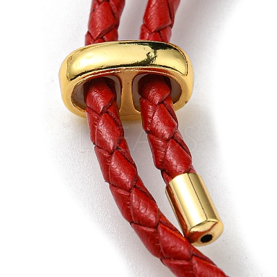 Brass Column Bar Link Bracelet with Leather Cords BJEW-G675-05G-1