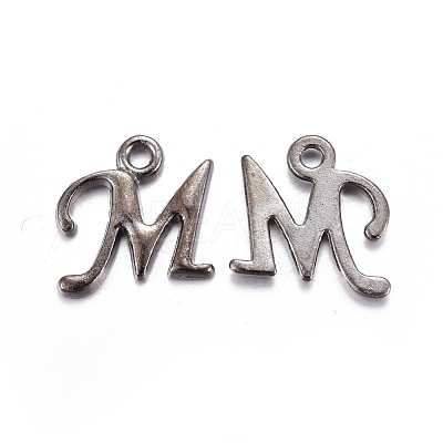 Gunmetal Plated Alloy Letter Pendants PALLOY-J718-01B-M-1