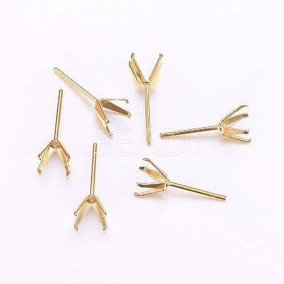 304 Stainless Steel Prong Earring Settings LS-STAS-O098-06G-01-1