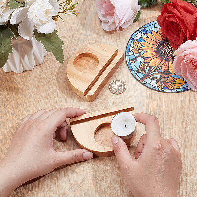 Wood Candle Holder DIY-WH0699-09B-1