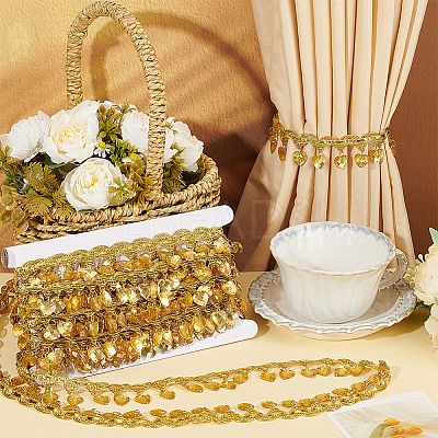 Polyester Lace Ribbon with Plastic Charms Tassel OCOR-WH0078-202A-01-1