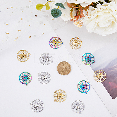 18Pcs 3 Colors Ion Plating(IP) 304 Stainless Steel Pendants STAS-DC0014-15-1