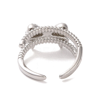 Brass Micro Pave Cubic Zirconia Open Cuff Ring RJEW-K256-58E-P-1