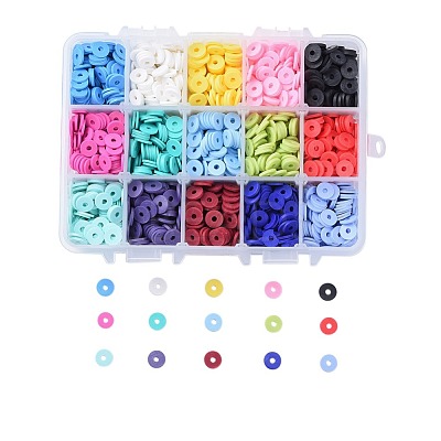15 Colors Handmade Polymer Clay Beads CLAY-JP0001-02-8mm-1