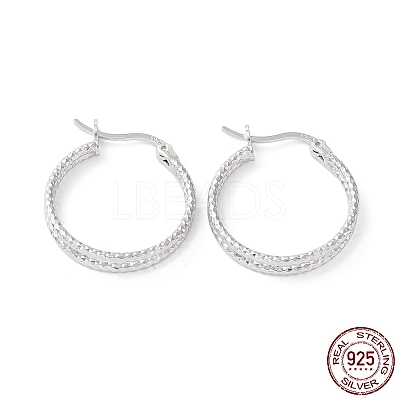 Rhodium Plated 925 Sterling Silver Hoop Earrings EJEW-K258-14P-1