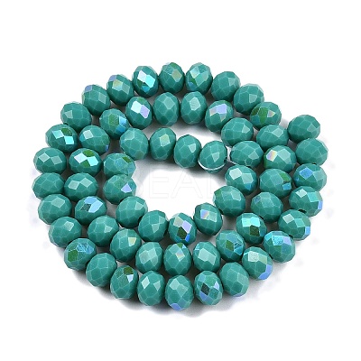 Electroplate Opaque Solid Color Glass Beads Strands EGLA-A044-P8mm-L31-1