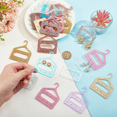 20Pcs 10 Colors 8-Hole Mini Glitter Acrylic Earring Hanger EDIS-PH0001-82-1