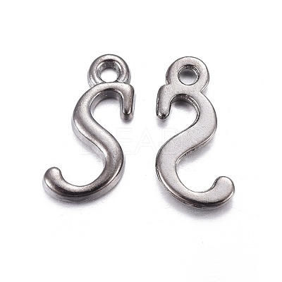 Gunmetal Plated Alloy Letter Pendants PALLOY-J718-01B-S-1