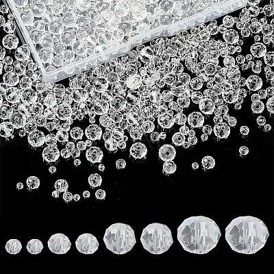 8 Strands 4 Size Transparent Glass Beads Strands EGLA-YW0003-10A-1
