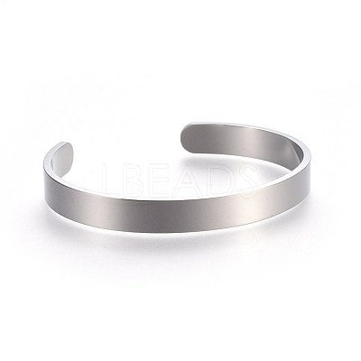 Tarnish Resistant 304 Stainless Steel Blank Cuff Bangles BJEW-E361-11P-1
