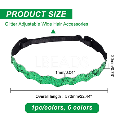 6Pcs 6 Colors Glitter Cloth Hair Bands AJEW-GA0005-37-1