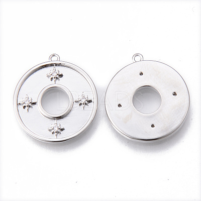Brass Micro Pave Clear Cubic Zirconia Pendants KK-N232-175P-NF-1