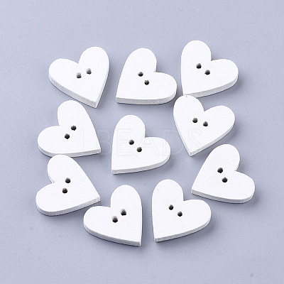 2-Hole Spray Painted Wooden Buttons X-BUTT-T007-019-1