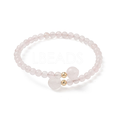 Natural Rose Quartz Beaded Cuff Bangles BJEW-JB13328-01-1