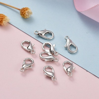 Platinum Plated Zinc Alloy Lobster Claw Clasps X-E103-P-NF-1