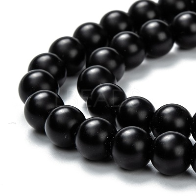 Natural Black Onyx Beads Strands G-Z024-01B-1