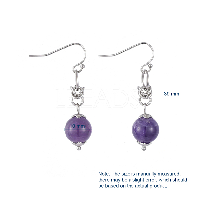 Natural Amethyst Dangle Earrings EJEW-JE03934-03-1