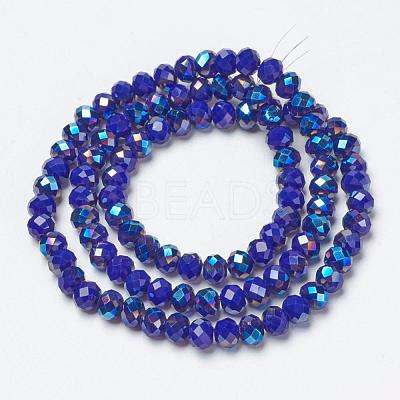 Electroplate Opaque Solid Color Glass Beads Strands EGLA-A034-P8mm-I14-1