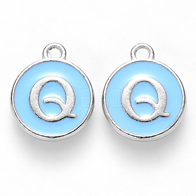 Platinum Plated Alloy Enamel Charms ENAM-S118-04Q-P-1