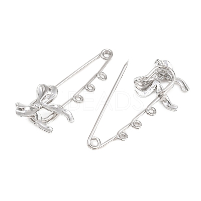 Bowknot 304 Stainless Steel Safety Pins Brooch Findings SA-CBA098D-12C-P-1