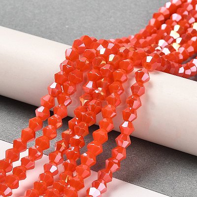 Opaque Solid Color Electroplate Glass Beads Strands EGLA-A039-P4mm-B03-1