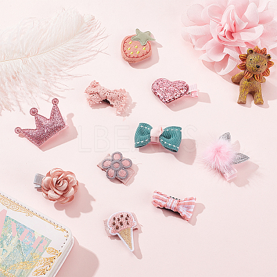 2 Sets Cute Polyester & Cotton Hair Clips Set OHAR-OC0001-04-1