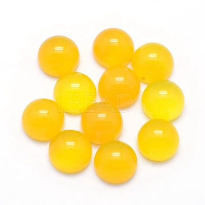 Natural Yellow Agate Cabochons G-P393-R17-10MM-1