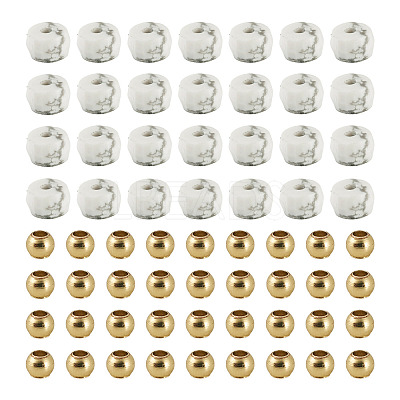 50Pcs Natural Howlite Beads G-TAD0001-09-1