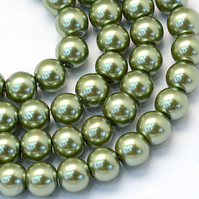 Baking Paint Pearlized Glass Pearl Round Bead Strands X-HY-Q003-10mm-49-1