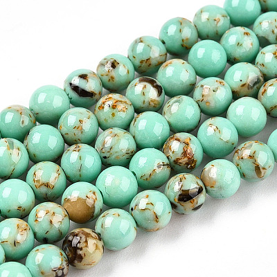 Assembled Synthetic Turquoise and Shell Beads Strands G-S212-4mm-04-1