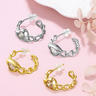 2 Pairs 2 Colors Alloy Rhinestone Stud Earrings EJEW-HY0001-60-1