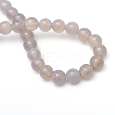 Round Natural Grey Agate Bead Strands X-G-R345-6mm-07-1
