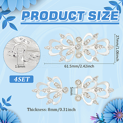 4Pcs Zinc Alloy Rhinestone Snap Lock Clasps FIND-FG0003-45B-1