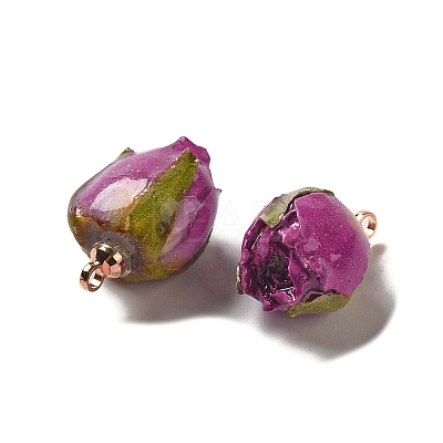 Preserved Rose with Golden Alloy Pendants FIND-M010-01B-1